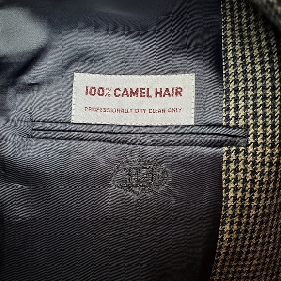 Vintage Hickey Freeman 40R Men's Camel Hair Gingham Check Suit Jacket Blazer - Picture 11 of 12